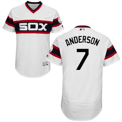 Chicago White Sox #7 Tim Anderson White Flexbase Authentic Collection Alternate Home Stitched Jersey Men's