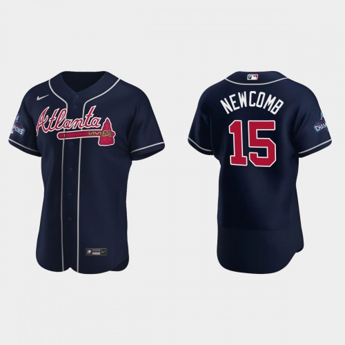 Atlanta Atlanta Braves #15 Sean Newcomb Men's 2021 World Series Champions Patch Authentic Player Jersey - Navy Men's