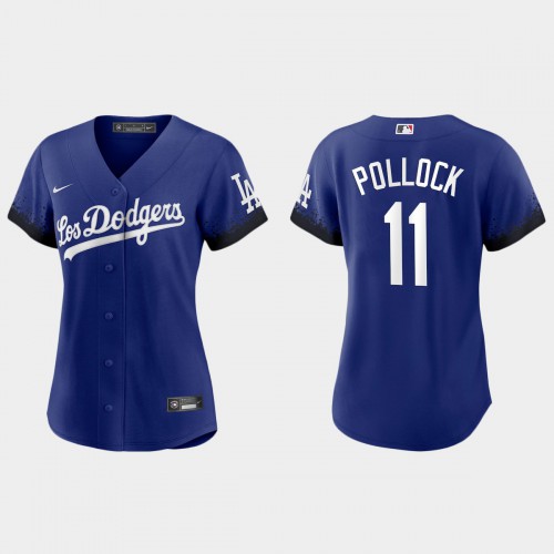 Los Angeles Los Angeles Dodgers #11 A.J. Pollock Women's 2021 City Connect Jersey Royal Womens