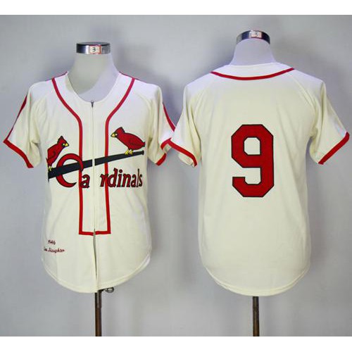 Mitchell And Ness 1946 St.Louis Cardinals #9 Enos Slaughter Cream Throwback Stitched Jersey Men's