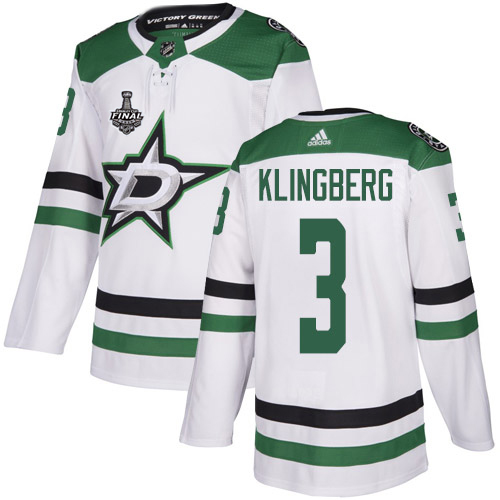 Adidas Dallas Stars #3 John Klingberg White Road Authentic Youth 2020 Stanley Cup Final Stitched Jersey Youth