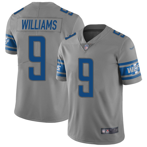 Lions #9 Jameson Williams Gray Men's Stitched Limited Inverted Legend Jersey