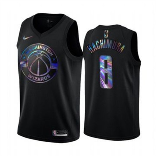 Washington Wizards #8 Rui Hachimura Mens Iridescent Holographic Collection Jersey - Black Mens