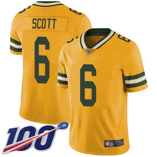 Green Bay Packers #6 JK Scott Yellow Youth Stitched Limited Rush 100th Season Jersey Youth