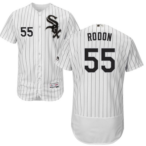 Chicago White Sox #55 Carlos Rodon White(Black Strip) Flexbase Authentic Collection Stitched Jersey Men's
