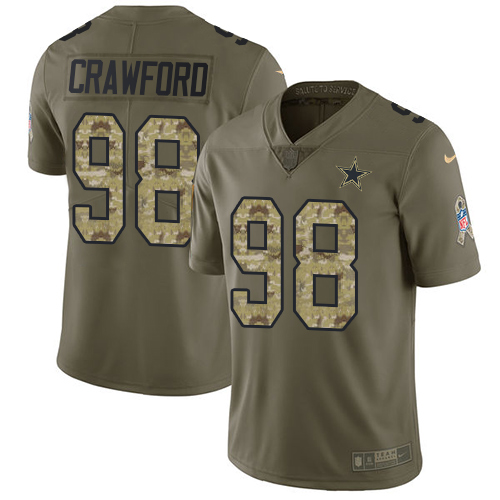 Dallas Cowboys #98 Tyrone Crawford Olive/Camo Men's Stitched Limited 2017 Salute To Service Jersey Men's