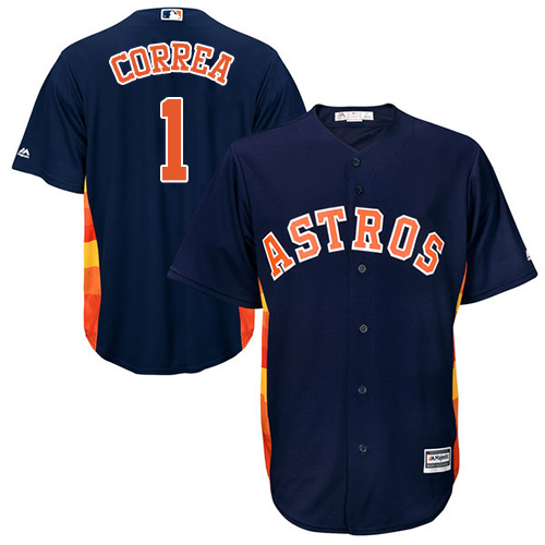 Houston Astros #1 Carlos Correa Navy Blue Cool Base Stitched Youth Jersey Youth