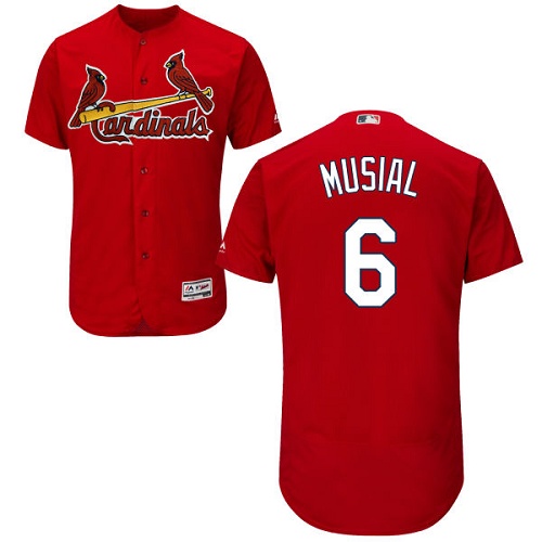 St.Louis Cardinals #6 Stan Musial Red Flexbase Authentic Collection Stitched Jersey Men's