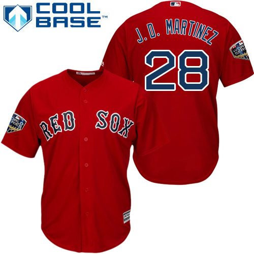 Boston Red Sox #28 J. D. Martinez Red New Cool Base 2018 World Series Stitched Jersey Men's