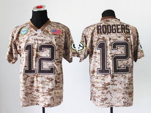 Packers #12 Aaron Rodgers Camo Men's Stitched New Elite USMC Jersey
