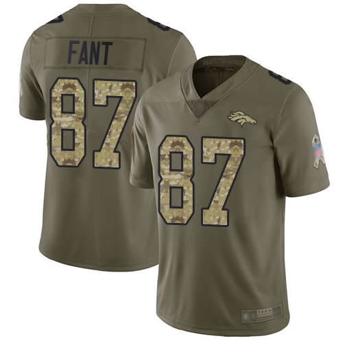 Denver Broncos #87 Noah Fant Olive/Camo Youth Stitched Limited 2017 Salute to Service Jersey Youth