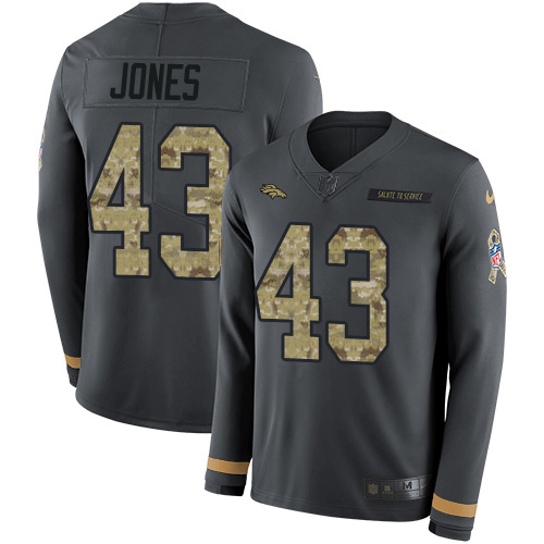 Denver Broncos #43 Joe Jones Anthracite Salute to Service Men's Stitched Limited Therma Long Sleeve Jersey Men's