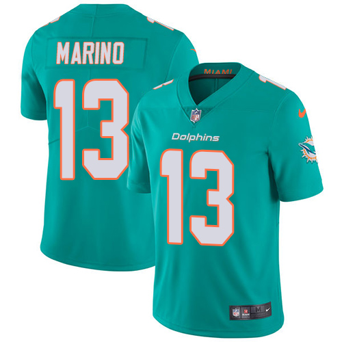 Dolphins #13 Dan Marino Aqua Green Team Color Men's Stitched Vapor Untouchable Limited Jersey