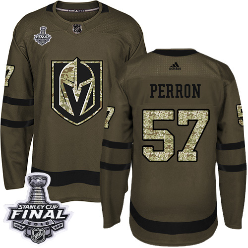 Adidas Golden Vegas Golden Knights #57 David Perron Green Salute to Service 2018 Stanley Cup Final Stitched Youth Jersey Youth