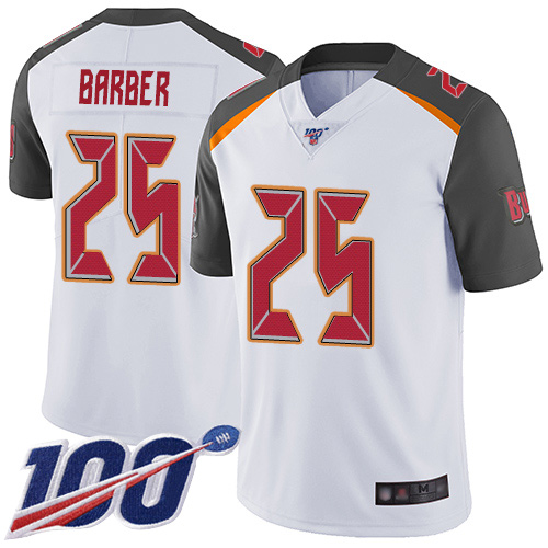 Tampa Bay Buccaneers #25 Peyton Barber White Men's Stitched 100th Season Vapor Limited Jersey Men's