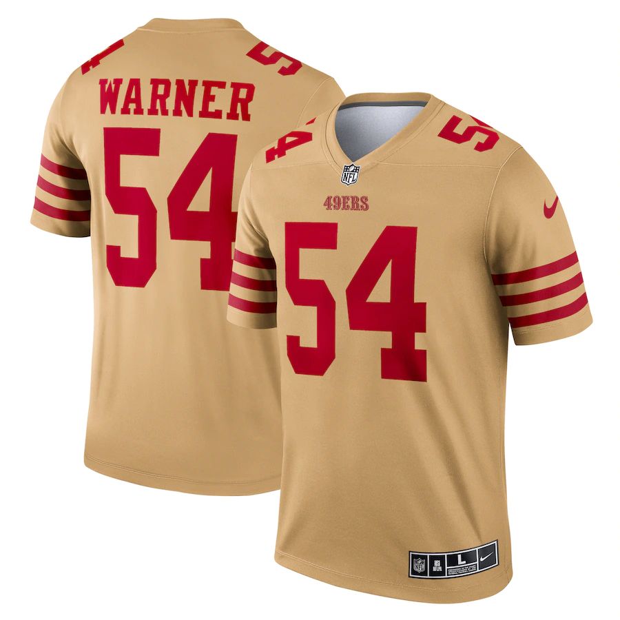 San Francisco 49ers 54 Fred Warner Men's Gold Inverted Legend Jersey