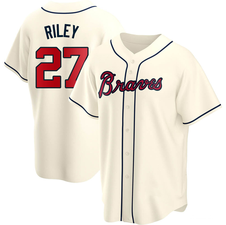 Men's Youth Women's Atlanta Braves #27 Austin Riley Cream Alternate  2020 Jersey