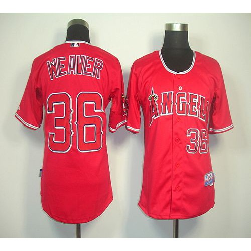Los Angeles Angels of Anaheim #36 Weaver Jered Red Cool Base Stitched Jersey Men's