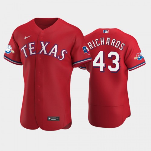 Texas Texas Rangers #43 Garrett Richards Authentic 50th Anniversary Men's Alternate Jersey - Red Men's