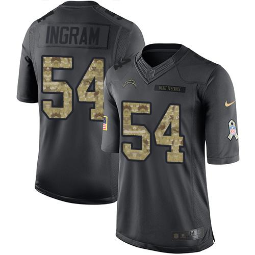 Los Angeles Chargers #54 Melvin Ingram Black Men's Stitched Limited 2016 Salute to Service Jersey Men's