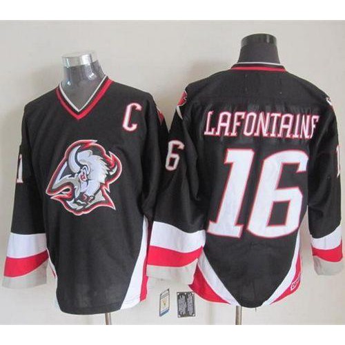 Buffalo Sabres #16 Pat Lafontaine Black CCM Throwback Stitched Jersey Men's