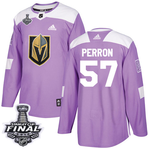 Adidas Golden Vegas Golden Knights #57 David Perron Purple Authentic Fights Cancer 2018 Stanley Cup Final Stitched Jersey Men's