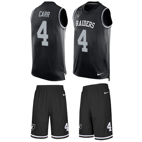 Raiders #4 Derek Carr Black Team Color Men's Stitched Limited Tank Top Suit Jersey