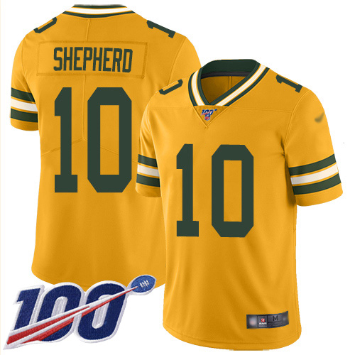 Green Bay Packers #10 Darrius Shepherd Gold Men's Stitched Limited Inverted Legend 100th Season Jersey Men's