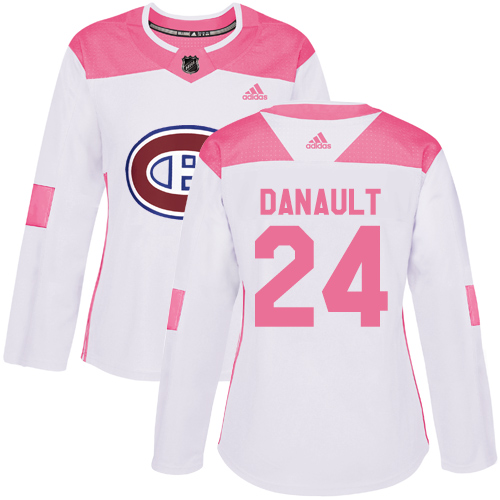 Adidas Montreal Canadiens #24 Phillip Danault White/Pink Authentic Fashion Women's Stitched Jersey Womens