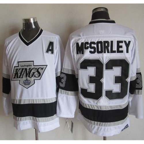 Los Angeles Kings #33 Marty Mcsorley White CCM Throwback Stitched Jersey Men's