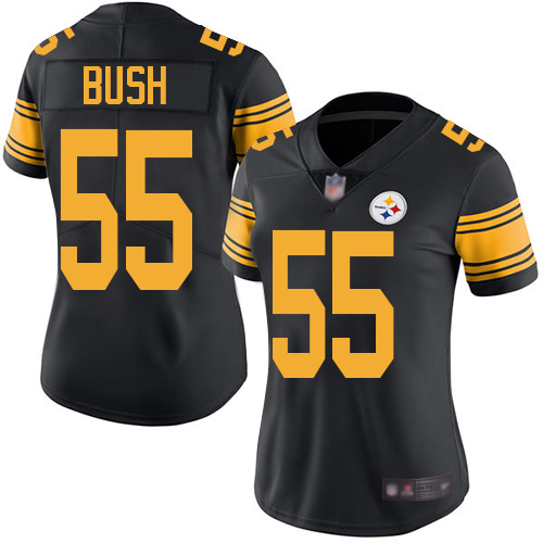 Pittsburgh Steelers #55 Devin Bush Black Women's Stitched Limited Rush Jersey Womens