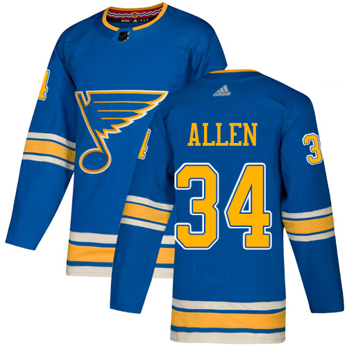 Adidas St. Louis Blues #34 Jake Allen Blue Alternate Authentic Stitched Jersey Men's