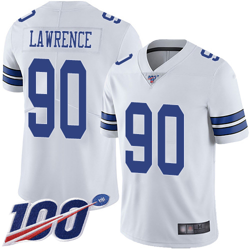 Cowboys #90 Demarcus Lawrence White Men's Stitched 100th Season Vapor Limited Jersey