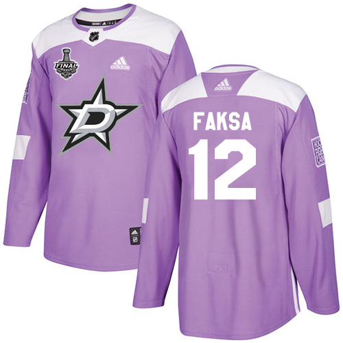 Adidas Dallas Stars #12 Radek Faksa Purple Authentic Fights Cancer 2020 Stanley Cup Final Stitched Jersey Men's