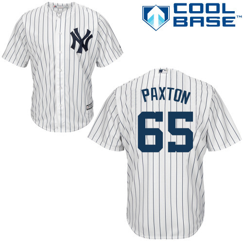 New York Yankees #65 James Paxton White Strip New Cool Base Stitched Jersey Men's