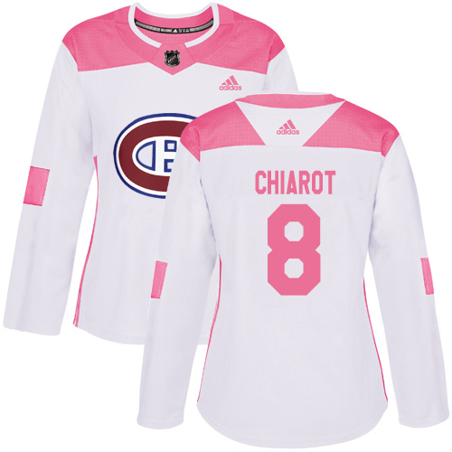 Adidas Montreal Canadiens #8 Ben Chiarot White/Pink Authentic Fashion Women's Stitched Jersey Womens