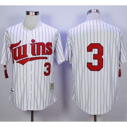 Mitchell And Ness 1991 Minnesota Twins #3 Harmon Killebrew White(Blue Strip) Throwback Stitched Jersey Men's