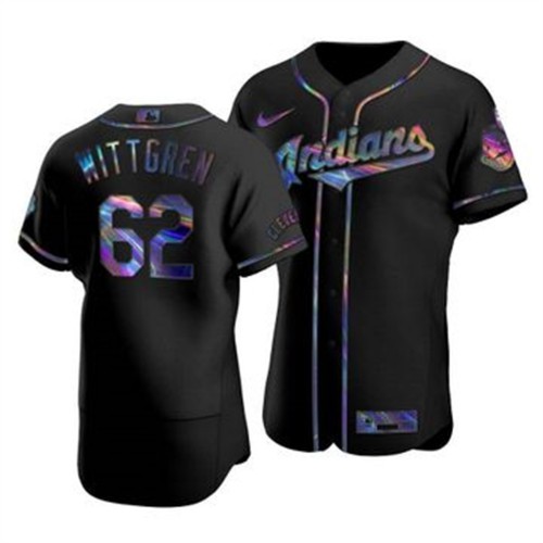 Cleveland Guardians #62 Nick Wittgren Men's Iridescent Holographic Collection Jersey - Black Men's