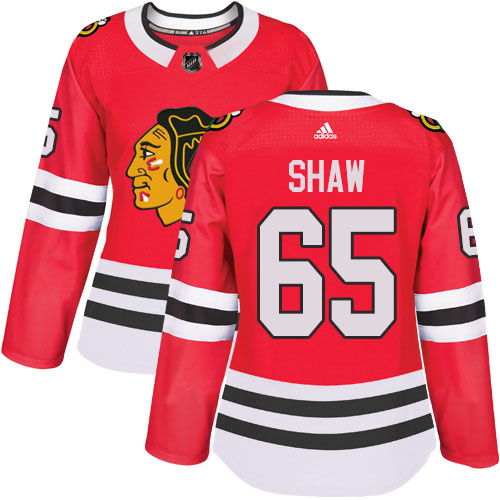 Adidas Chicago Blackhawks #65 Andrew Shaw Red Home Authentic Women's Stitched Jersey Womens
