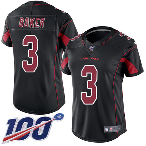 Cardinals #3 Budda Baker Black Women's Stitched Limited Rush 100th Season Jersey