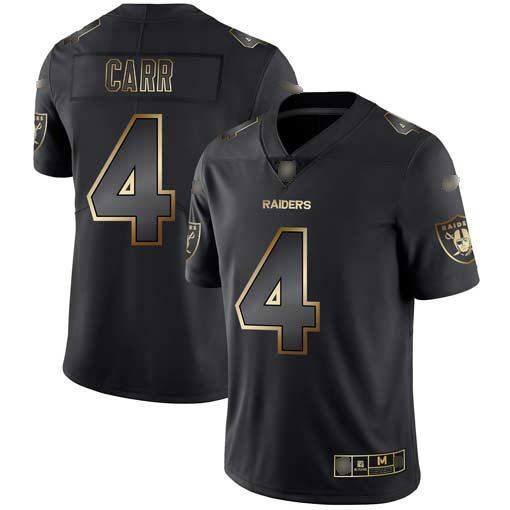 Raiders #4 Derek Carr Black/Gold Men's Stitched Vapor Untouchable Limited Jersey