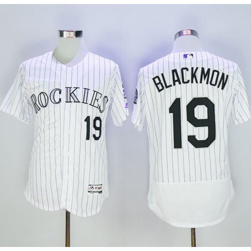 Colorado Rockies #19 Charlie Blackmon White Strip Flexbase Authentic Collection Stitched Jersey Men's