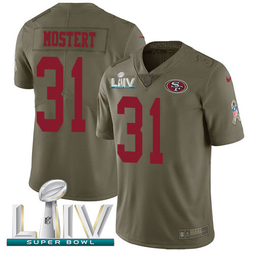 San Francisco 49ers #31 Raheem Mostert Olive Super Bowl LIV 2020 Men's Stitched Limited 2017 Salute To Service Jersey Men's