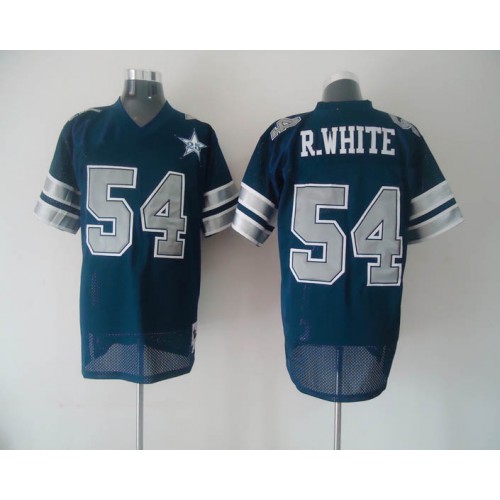 Mitchell & Ness Dallas Cowboys #54 Randy White Blue With 25th Patch Stitched Throwback Jersey Men's