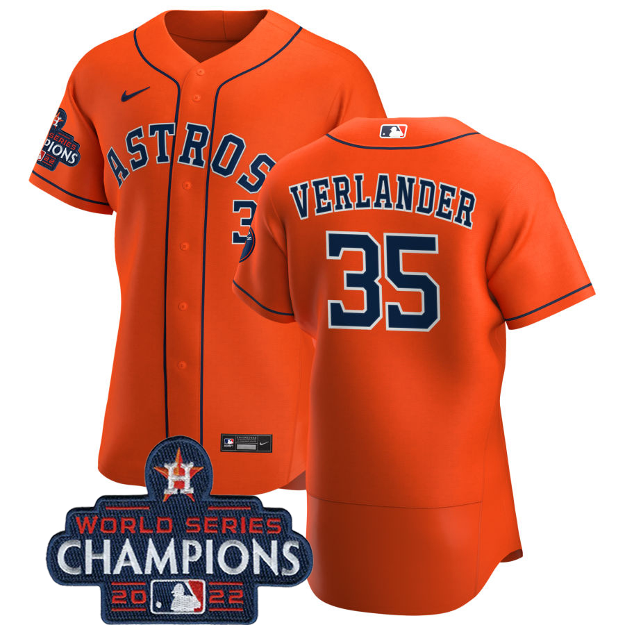 Houston Astros #35 Justin Verlander Orange 2022 World Series Champions Orange Alternate Authentic Team Jersey
