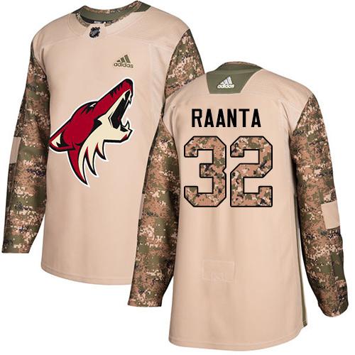 Adidas Arizona Coyotes #32 Antti Raanta Camo Authentic 2017 Veterans Day Stitched Jersey Men's