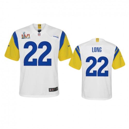 Los Angeles Los Angeles Rams #22 David Long Youth Super Bowl LVI Patch Alternate Game Jersey - White Youth