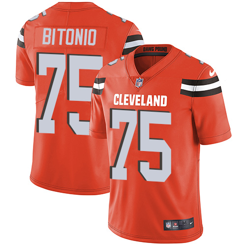 Cleveland Browns #75 Joel Bitonio Orange Alternate Youth Stitched Vapor Untouchable Limited Jersey Youth