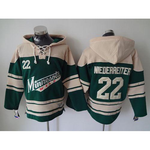 Minnesota Wild #22 Nino Niederreiter Green Sawyer Hooded Sweatshirt Stitched Jersey Men's
