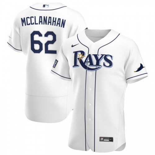 Tampa Bay Tampa Bay Rays #62 Shane McClanahan Men's White Home 2020 World Series Bound Authentic Player Jersey Men's
